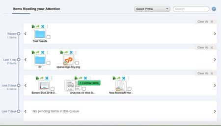 Items in File Manager queue