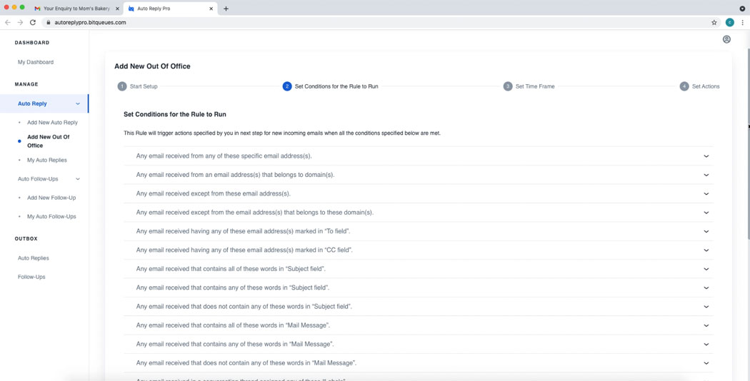 Set Conditions for Out of office responses in Gmail