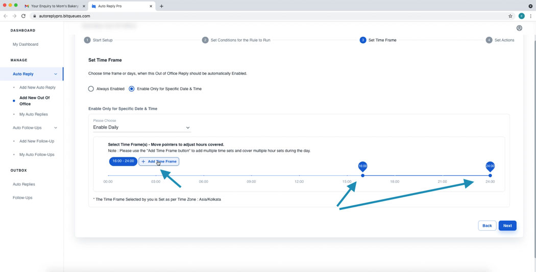 Adding Time Frame for enable daily option
