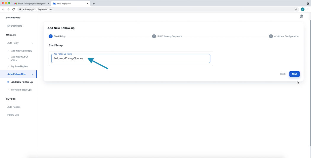 Add New Auto Follow up Email sequence in Gmail