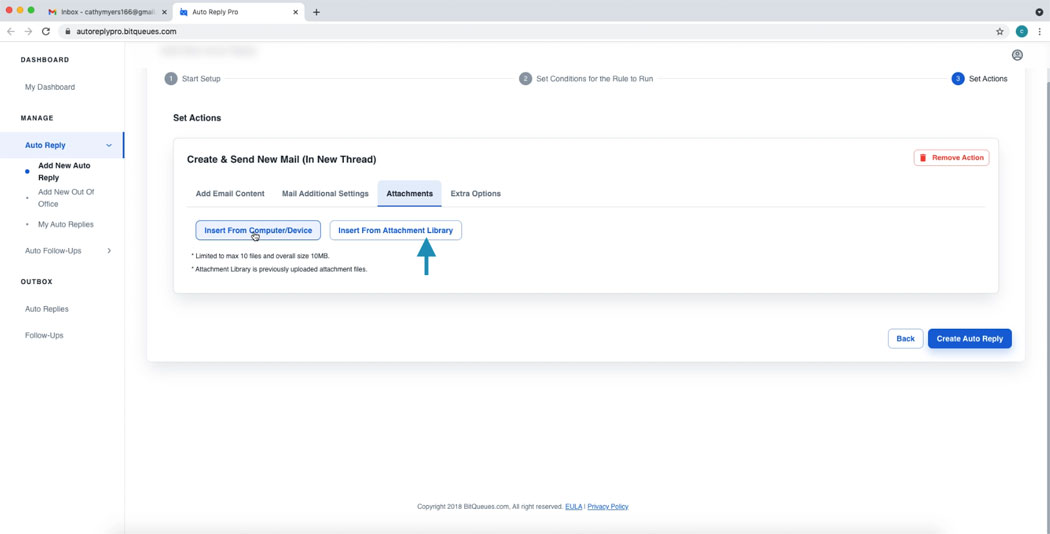 Attach files to gmail Auto response