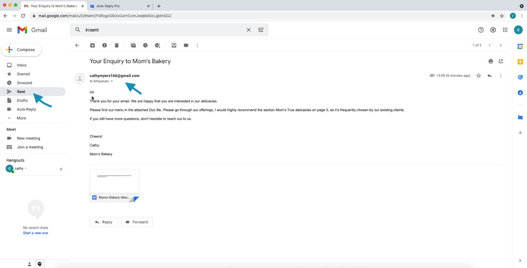 Auto Response in Gmail View for form submissions