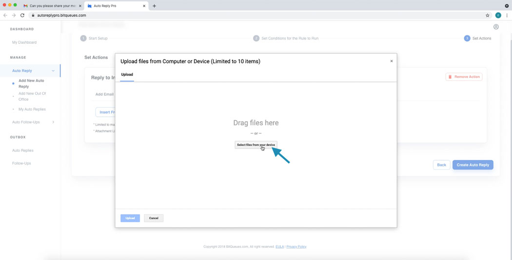 Upload file attachments to Gmail Auto Response
